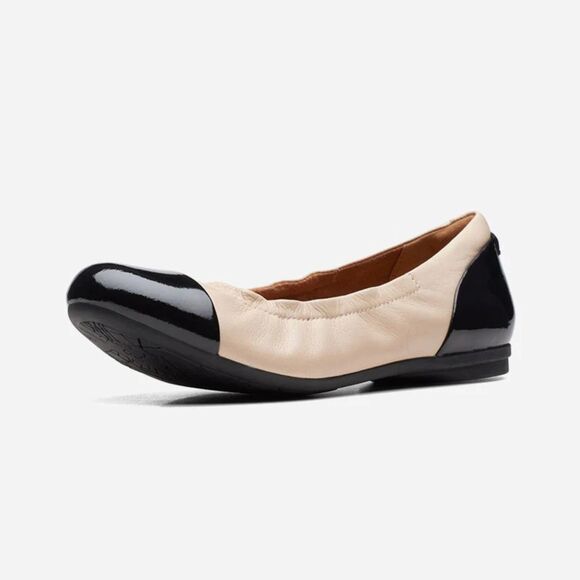 Clarks Rena Jazz Ballet Flats Ballerina Flats Shoes Black & Beige Leather Sz 8 - Picture 13 of 13